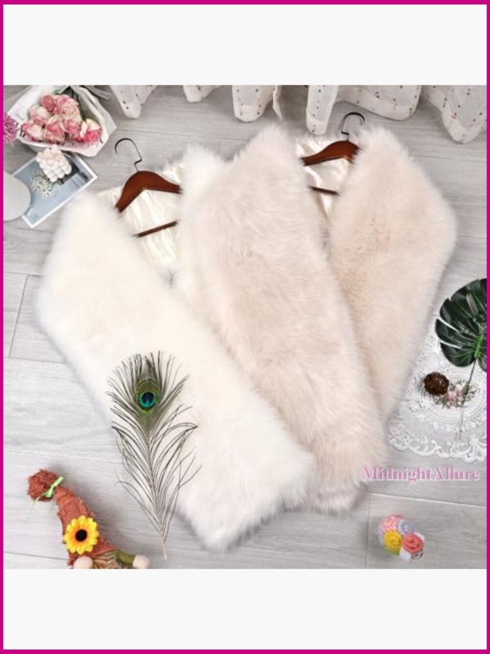Long Faux Fur Shawl Scarf Winter Warm Bridal Wedding Party Festive - Picture 6 of 7